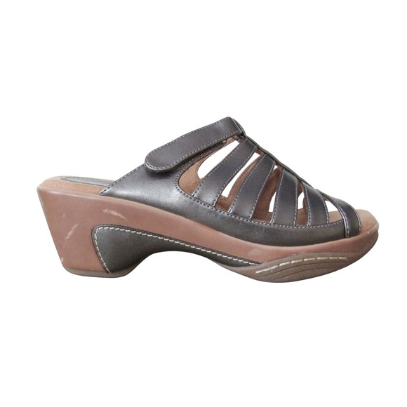 Rialto Valencia Comfort Clog Sandals 9 Pewter Memory Foam Open Toe Comfort - Picture 1 of 11